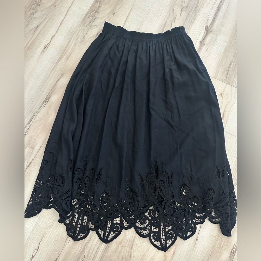 Bali Emerald vintage black lace hem maxi skirt